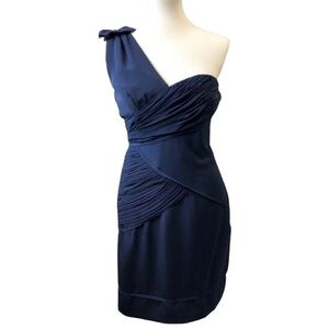 Nicole Miller Silk Navy One Shoulder Cocktail Dress Size 6